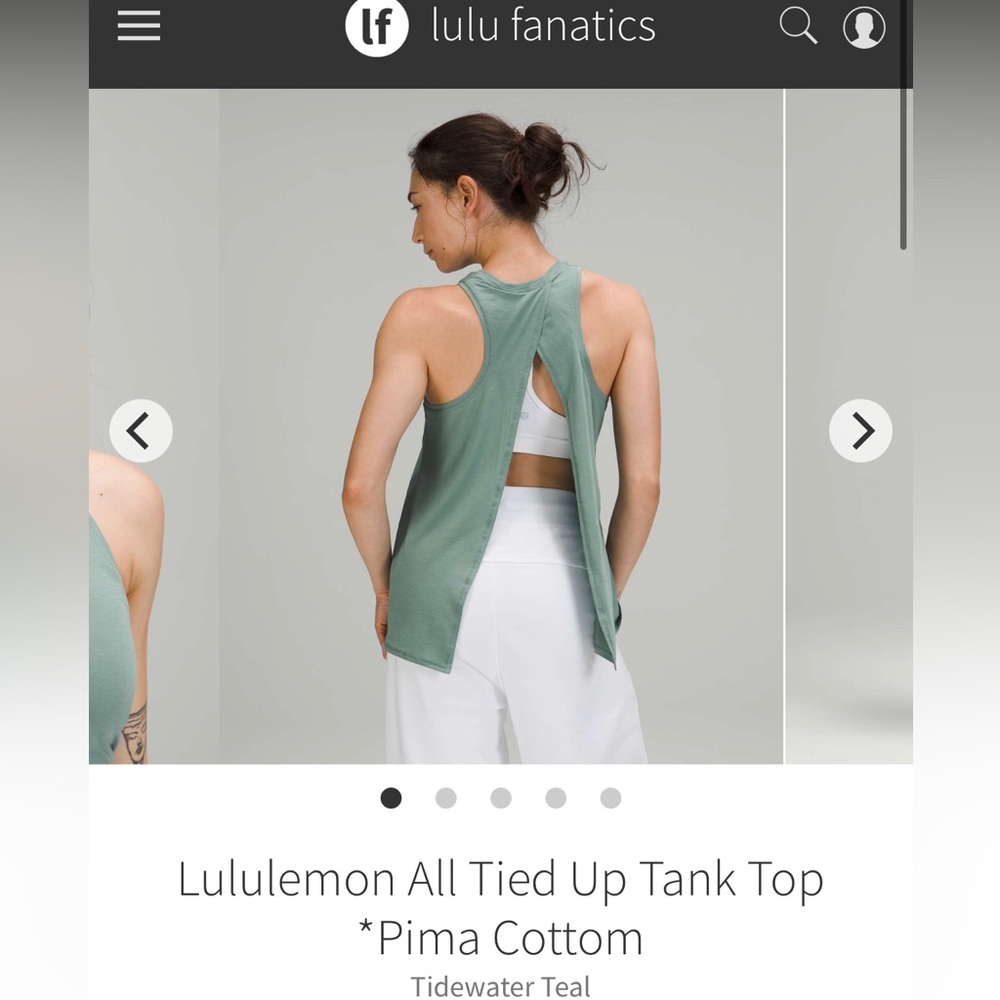 NWT Lululemon All Tied Up Tank Top Tidewater Teal